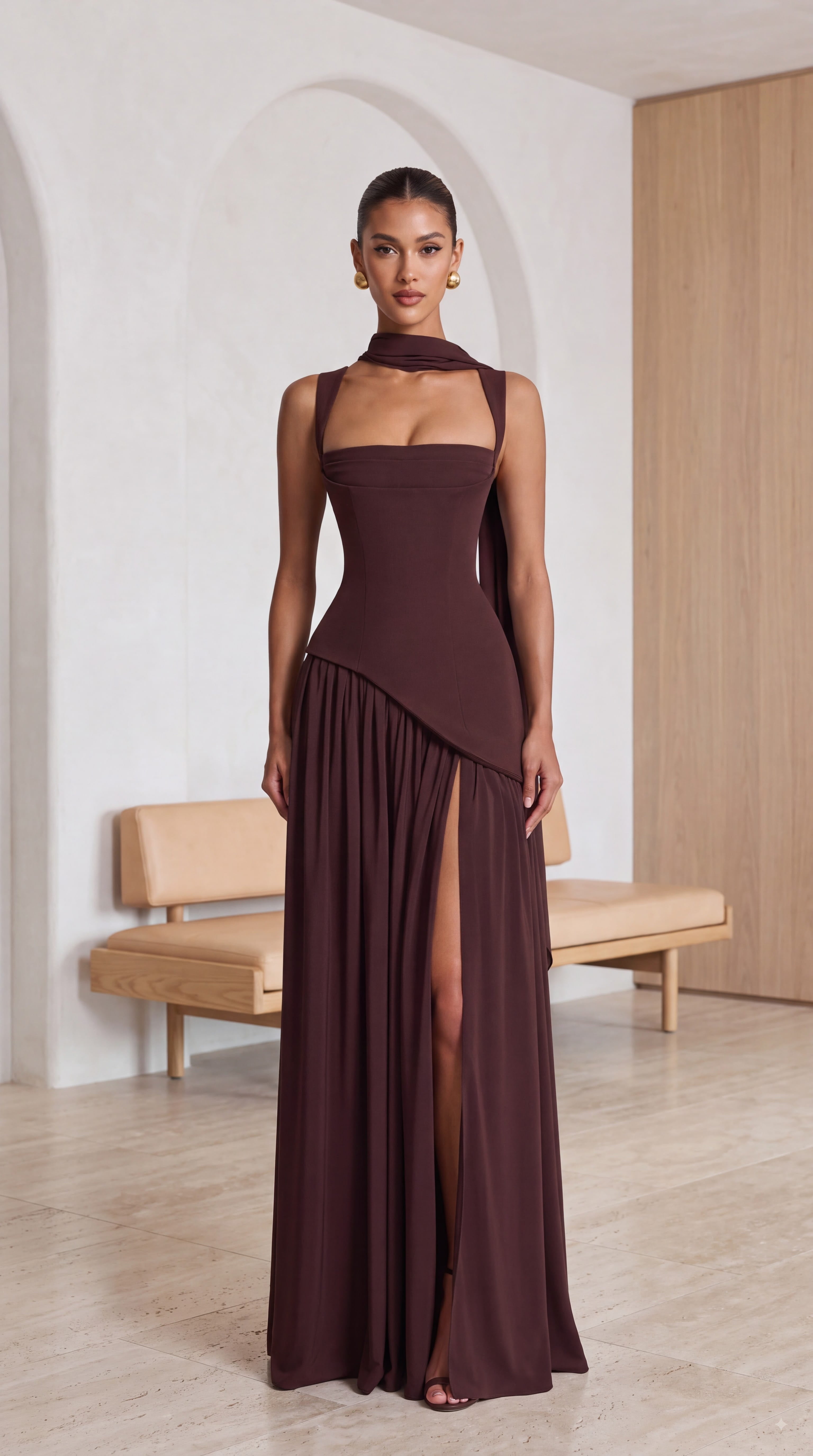 Vestido Maxi Tullulah - Marrón Ciruela
