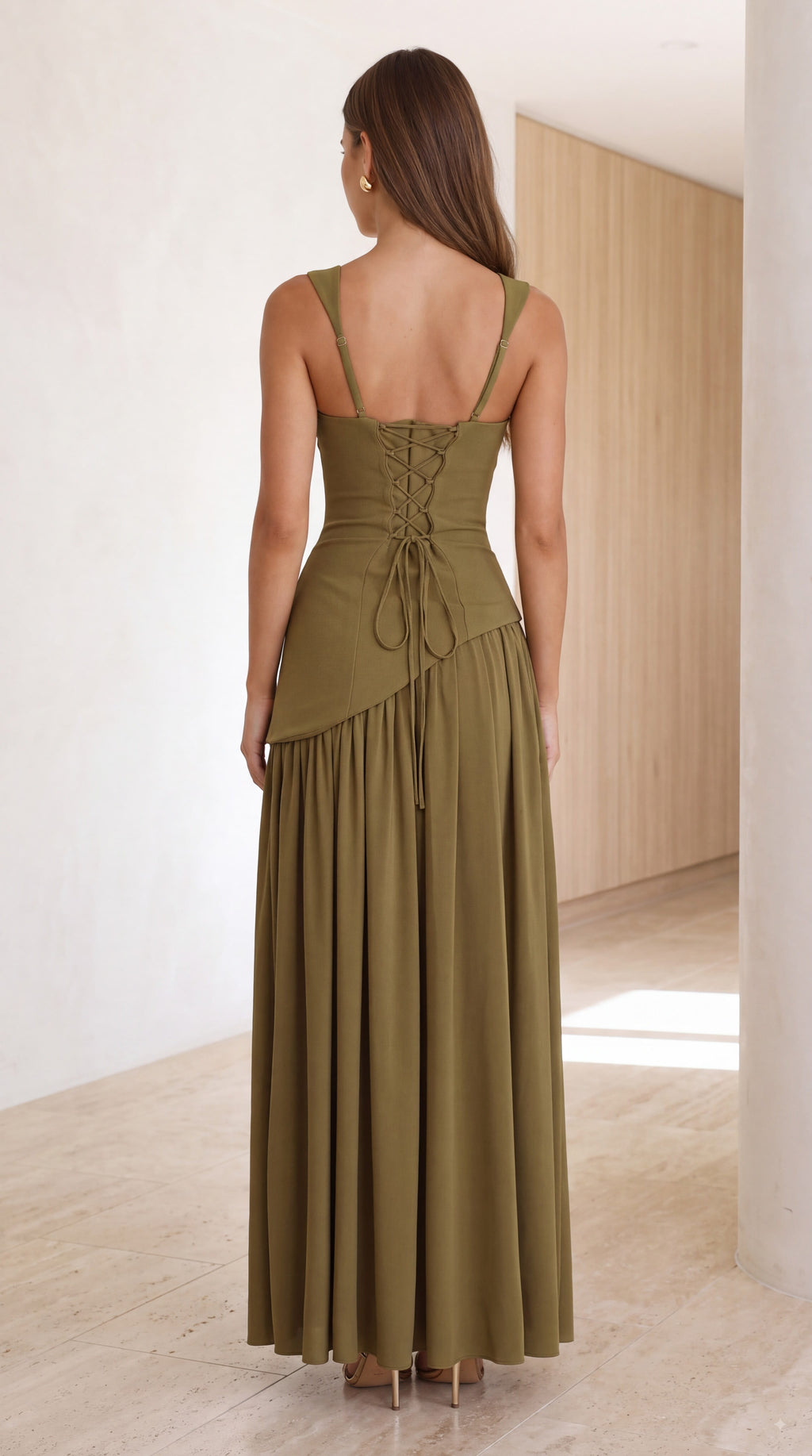 Vestido largo Tullulah - Verde oliva oscuro