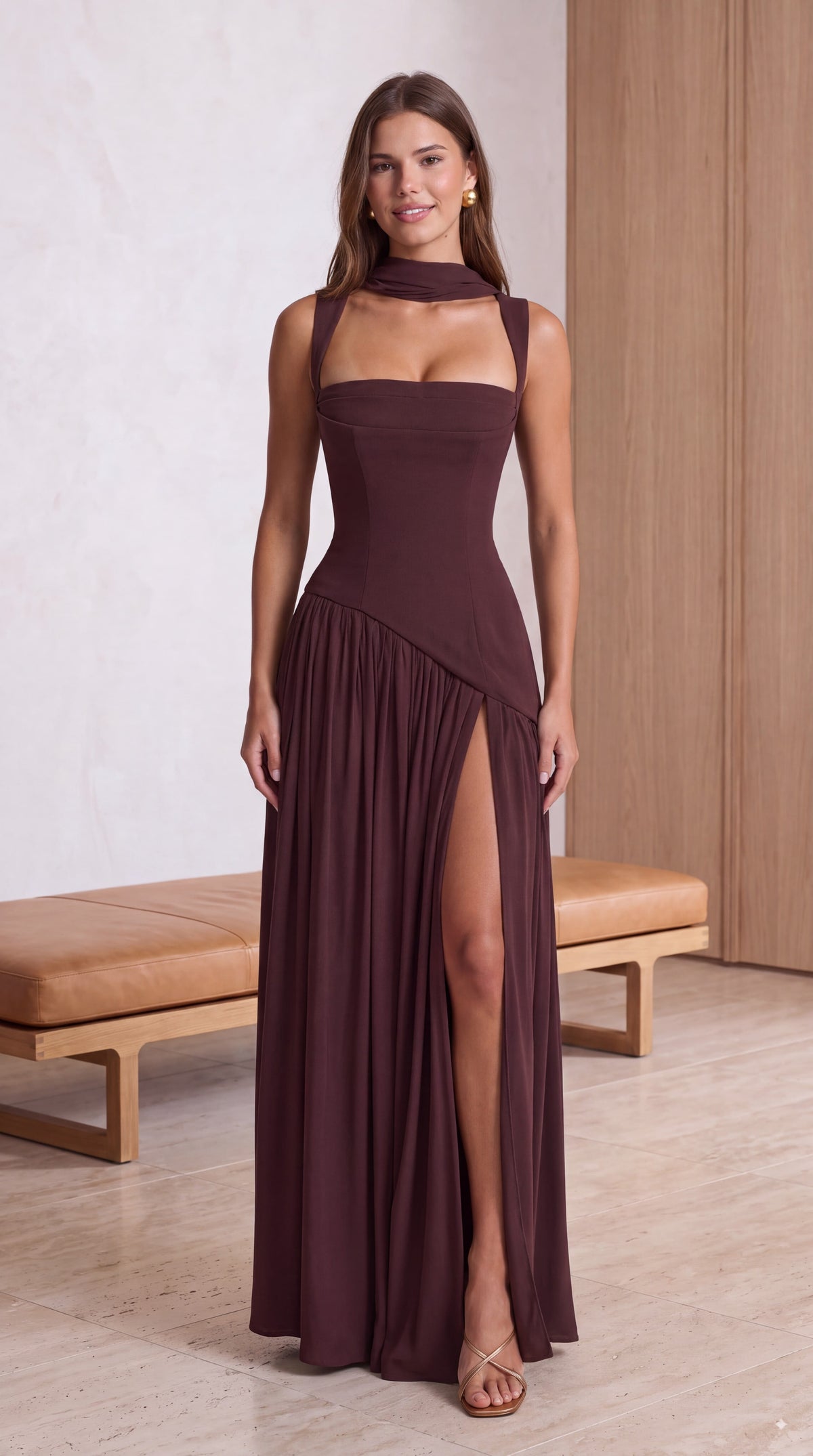 Vestido Maxi Tullulah - Marrón Ciruela