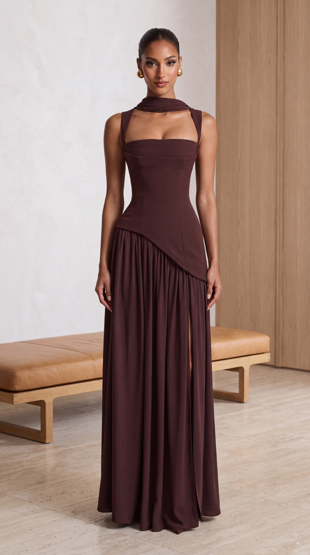 Vestido Maxi Tullulah - Marrón Ciruela