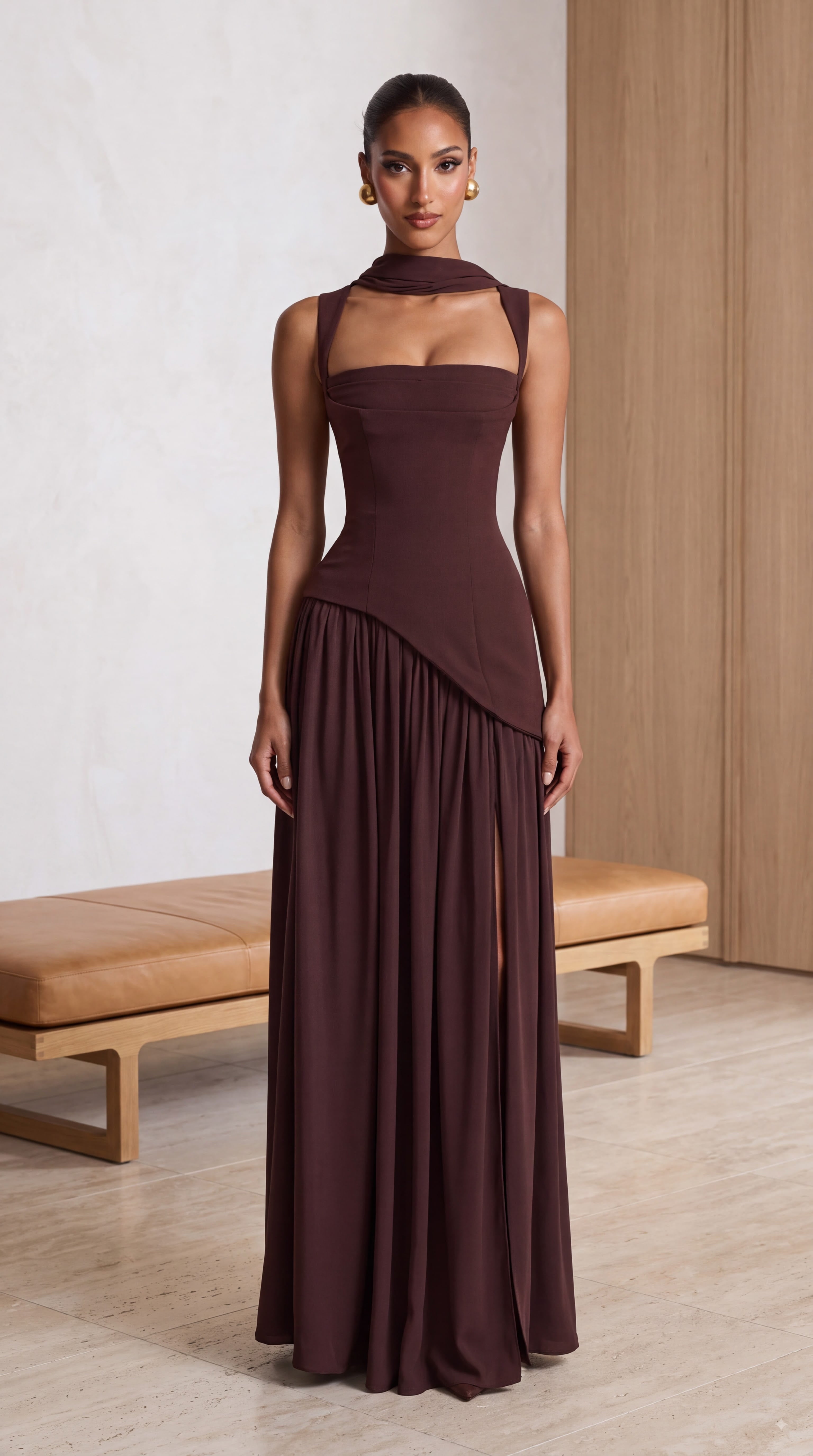 Vestido Maxi Tullulah - Marrón Ciruela