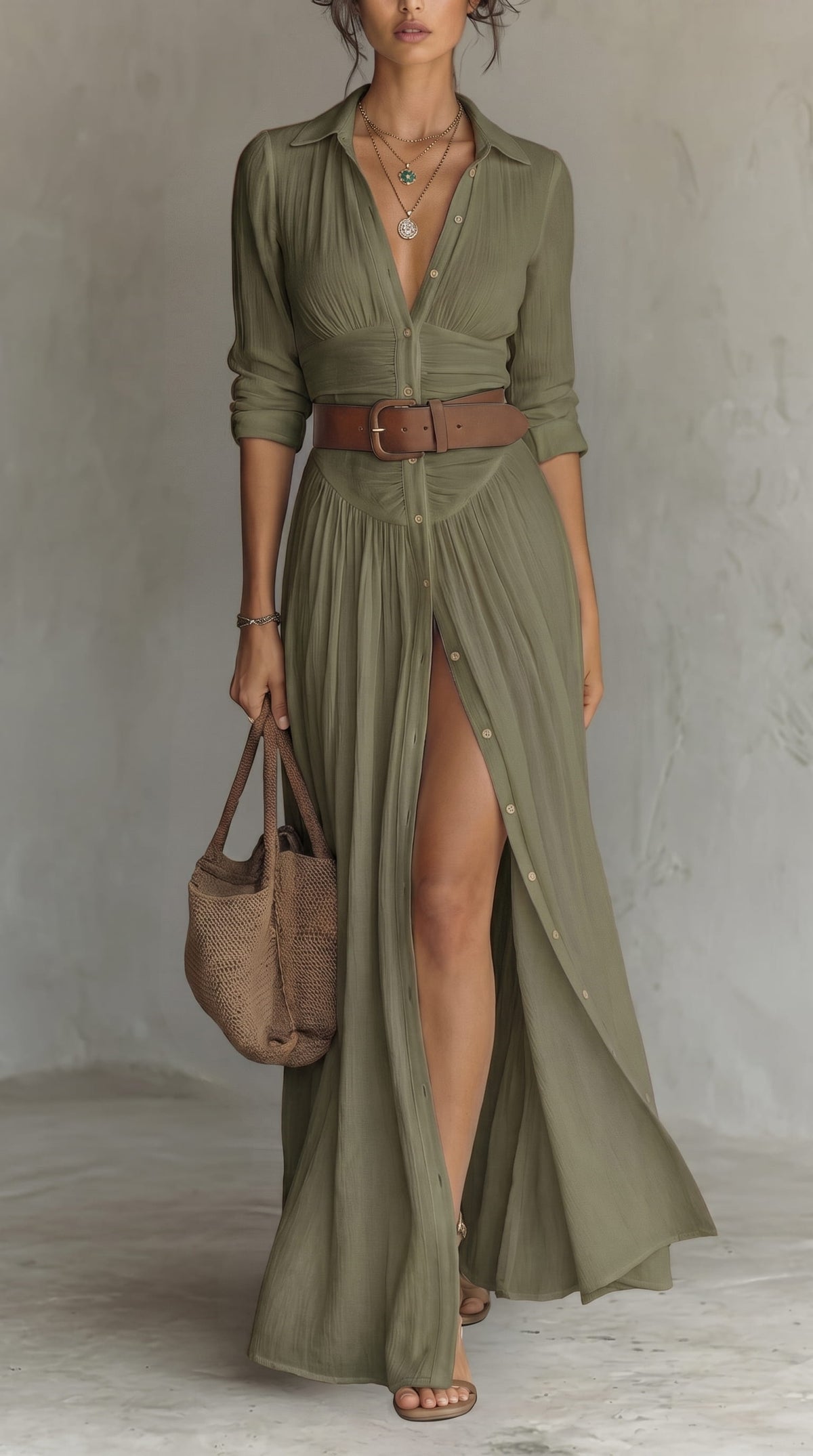 Ana Paula™ | Vestido plisado con cuello de solapa elegante