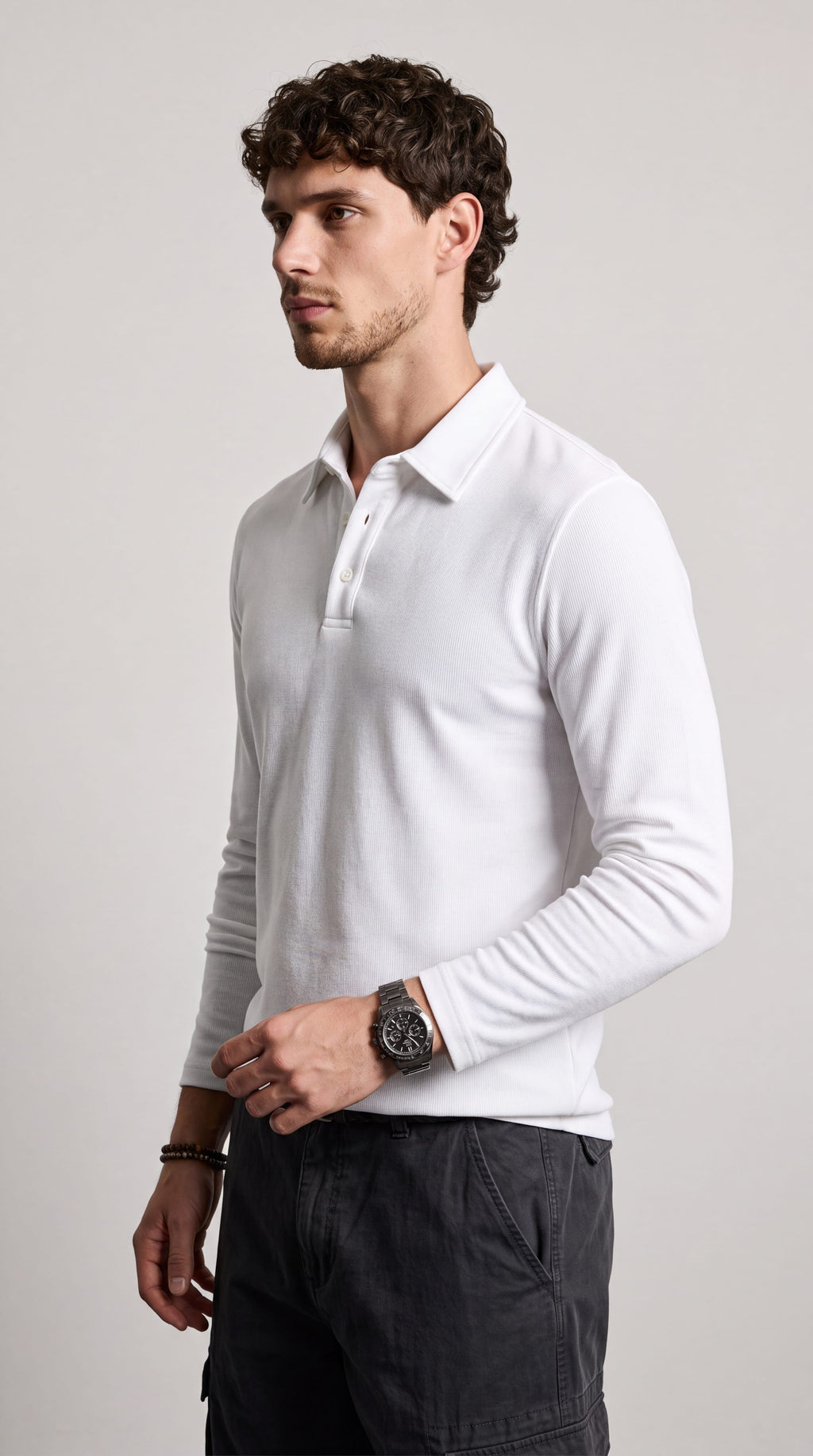 Mateo™ | Jersey casual de manga larga blanco