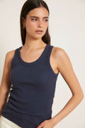Camiseta canalé tirantes azul marino