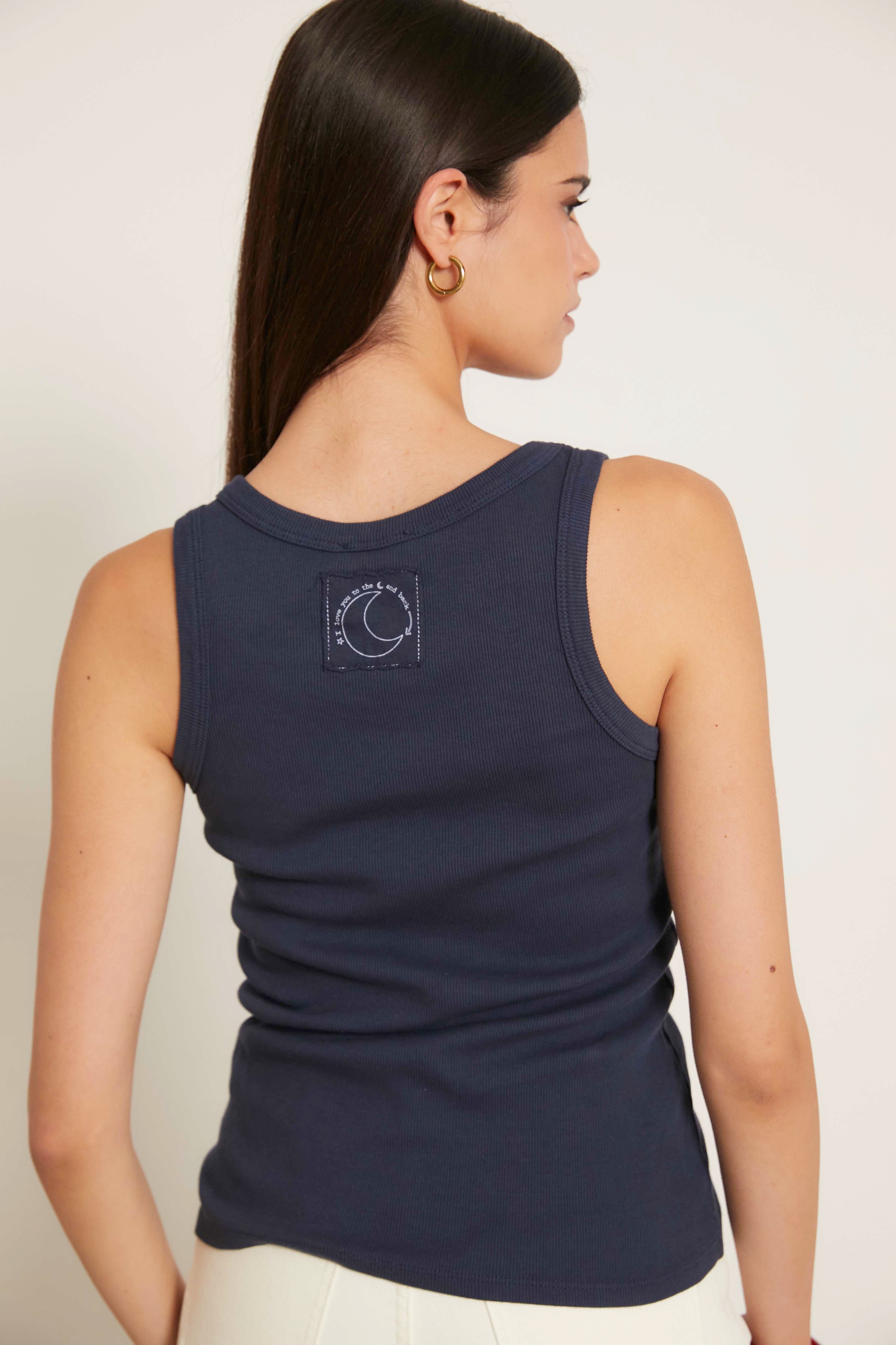 Camiseta canalé tirantes azul marino