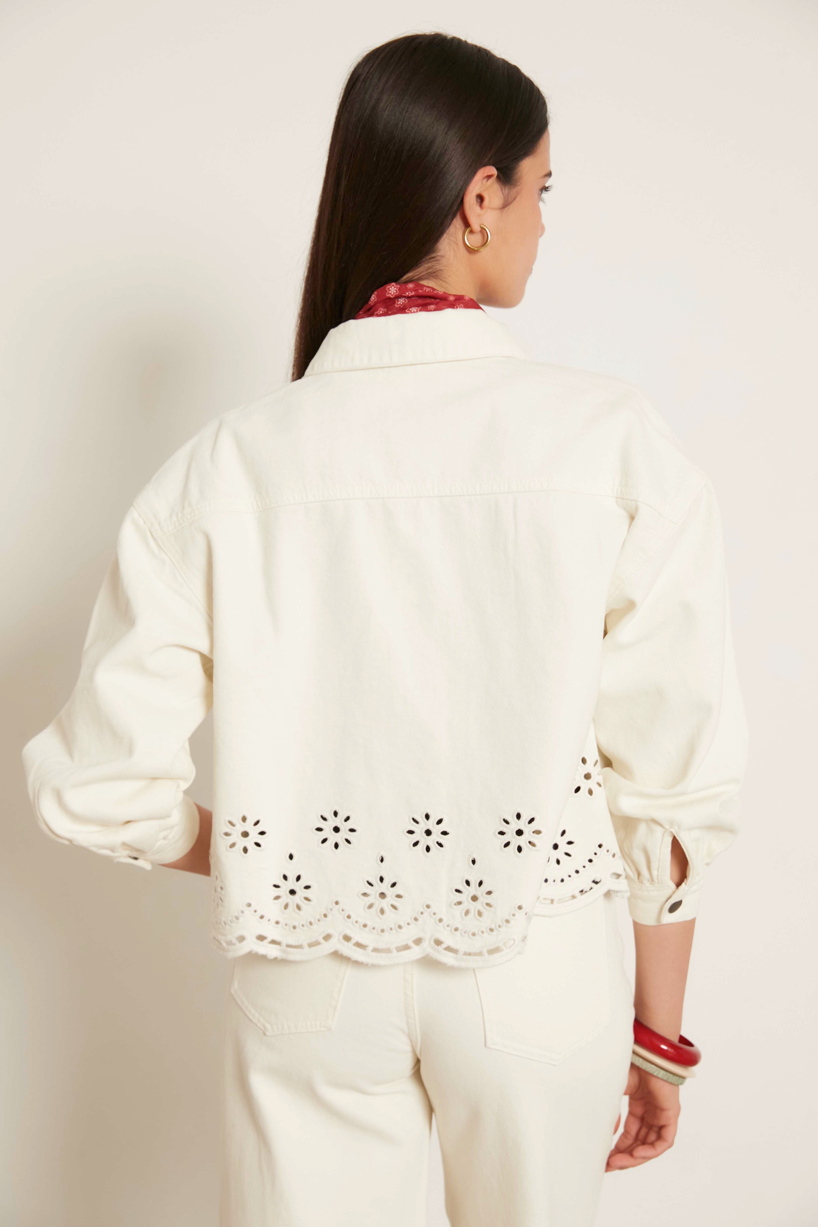 Chaqueta denim bordados Natural