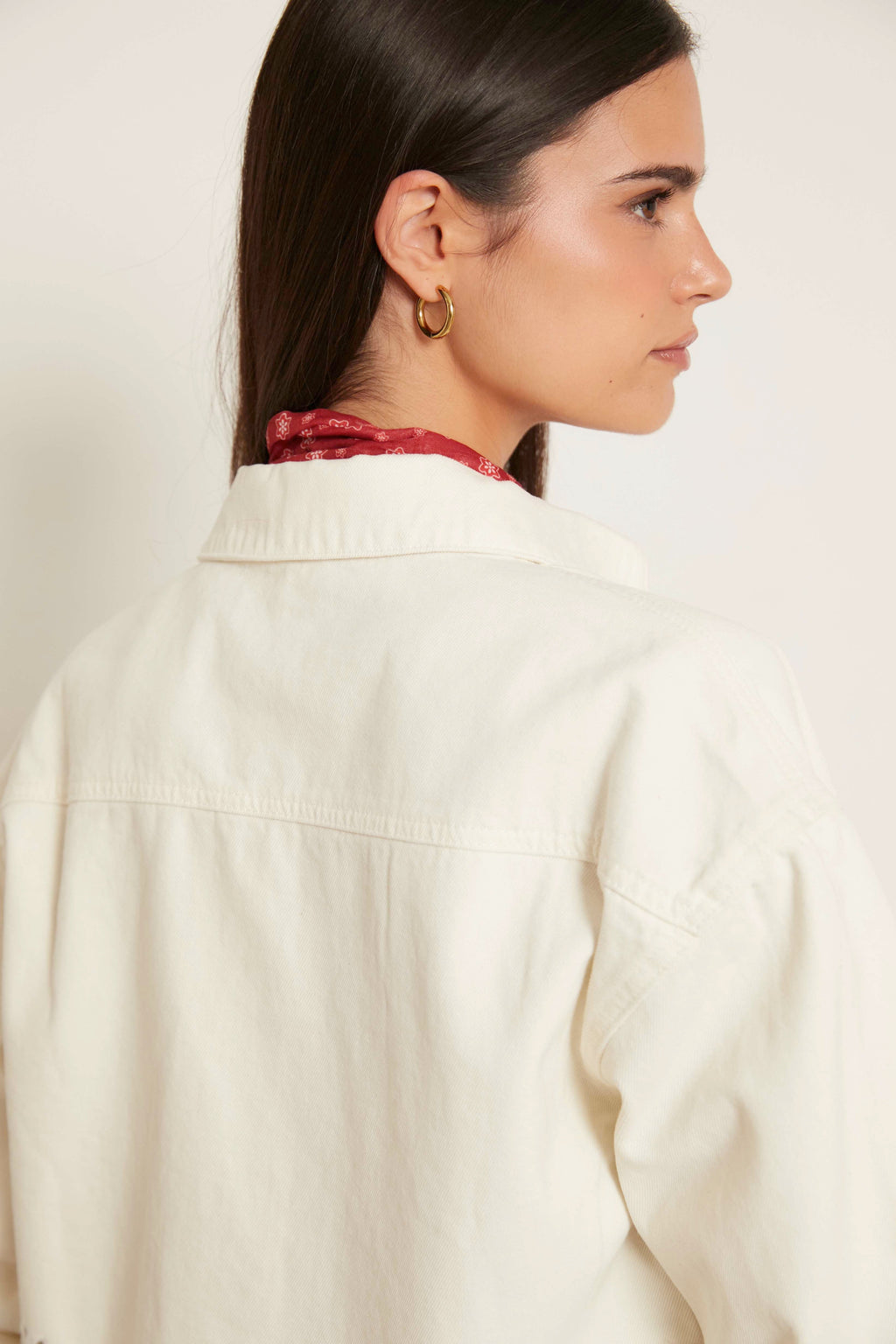 Chaqueta denim bordados Natural