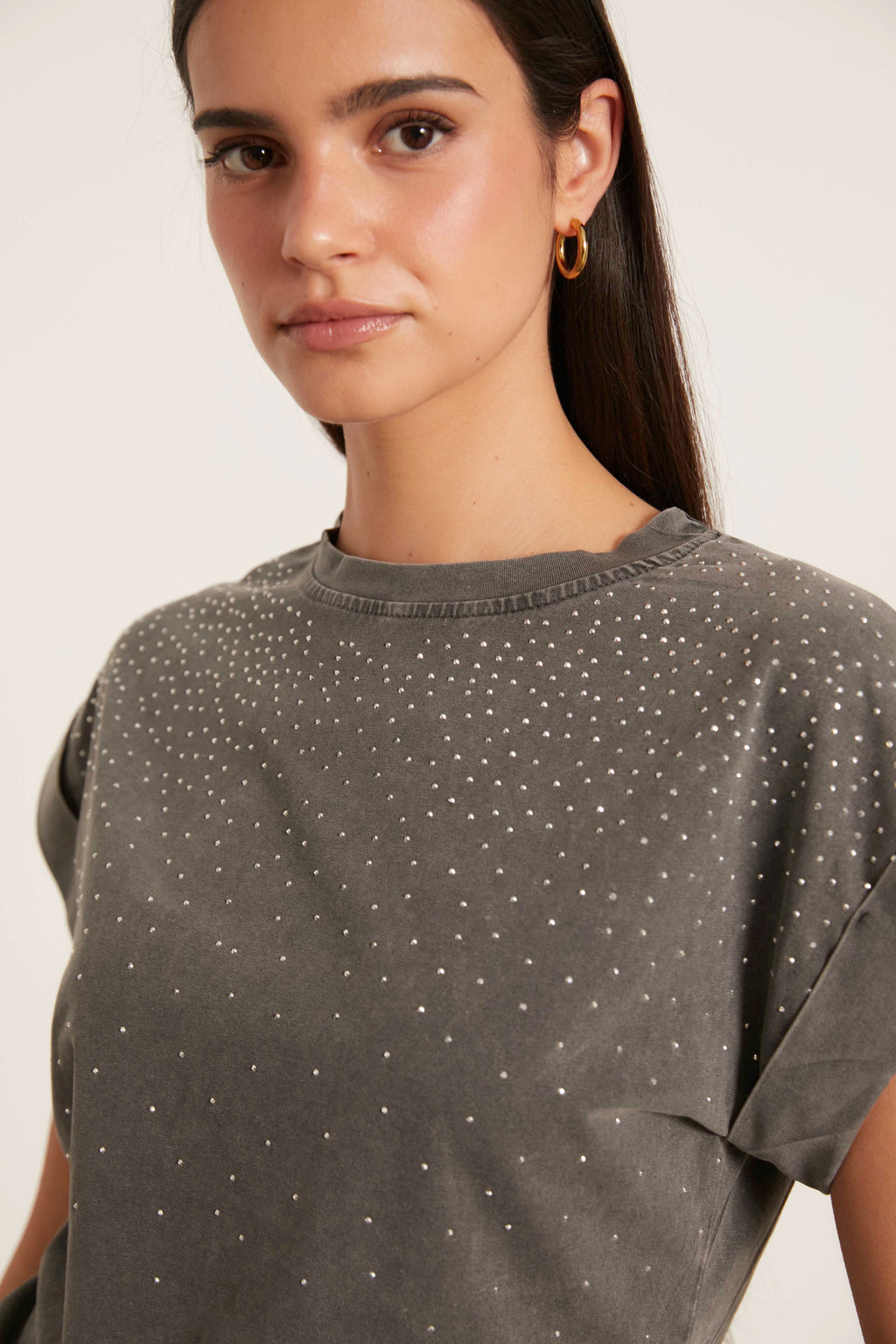 Camiseta brillo gris antracita