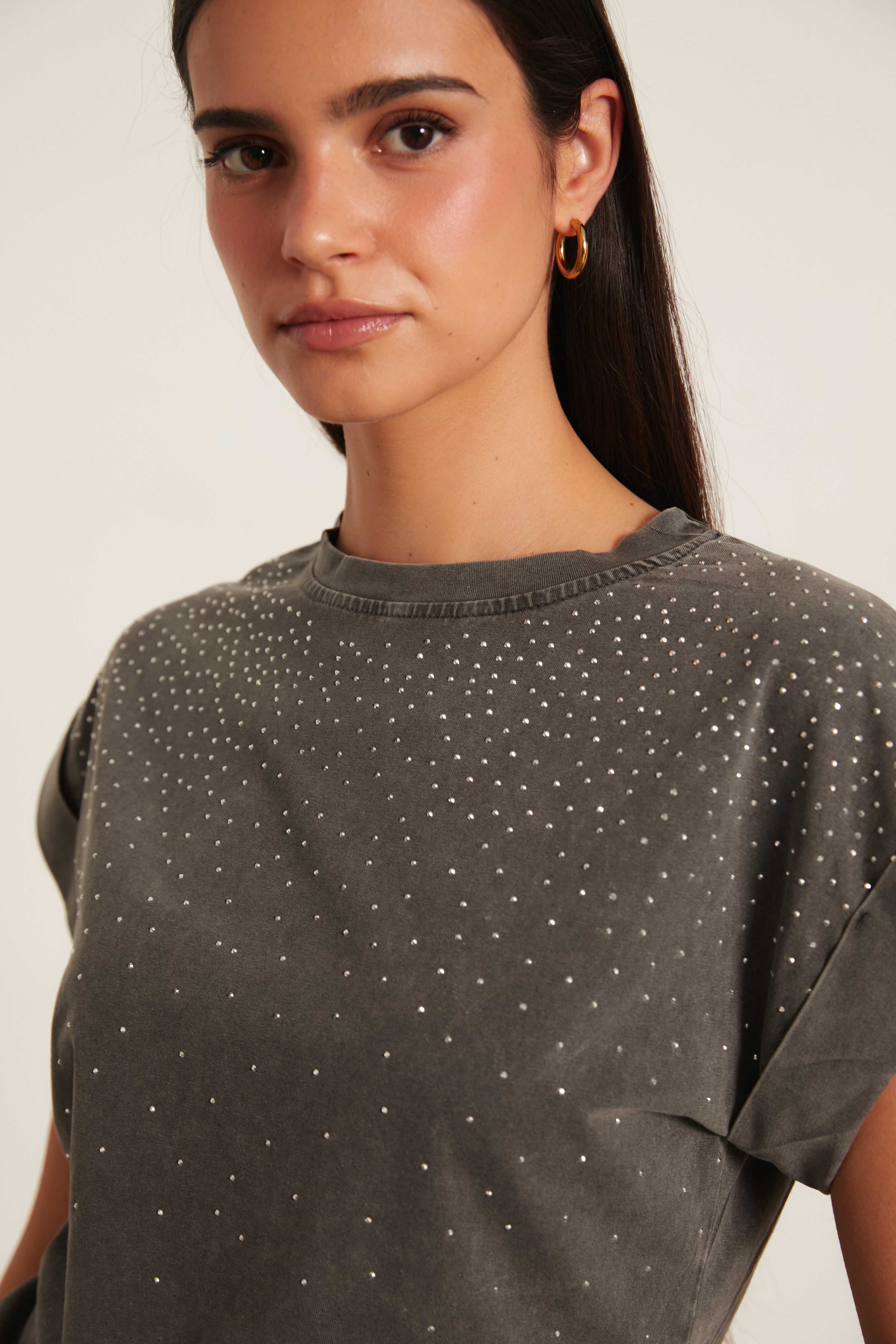 Camiseta brillo gris antracita