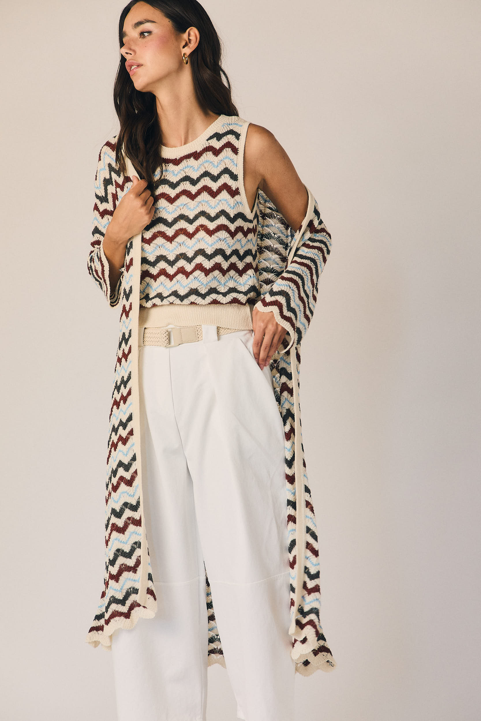 Top de punto sin mangas zig zag azul