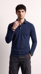 Santiago | Polo casual de manga larga azul marino