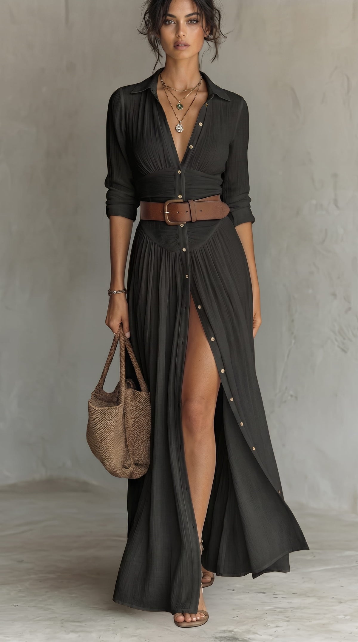 Ana Paula™ | Vestido plisado con cuello de solapa elegante