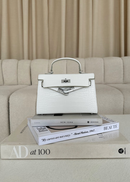 Bolso Kels Mini Croco Blanco