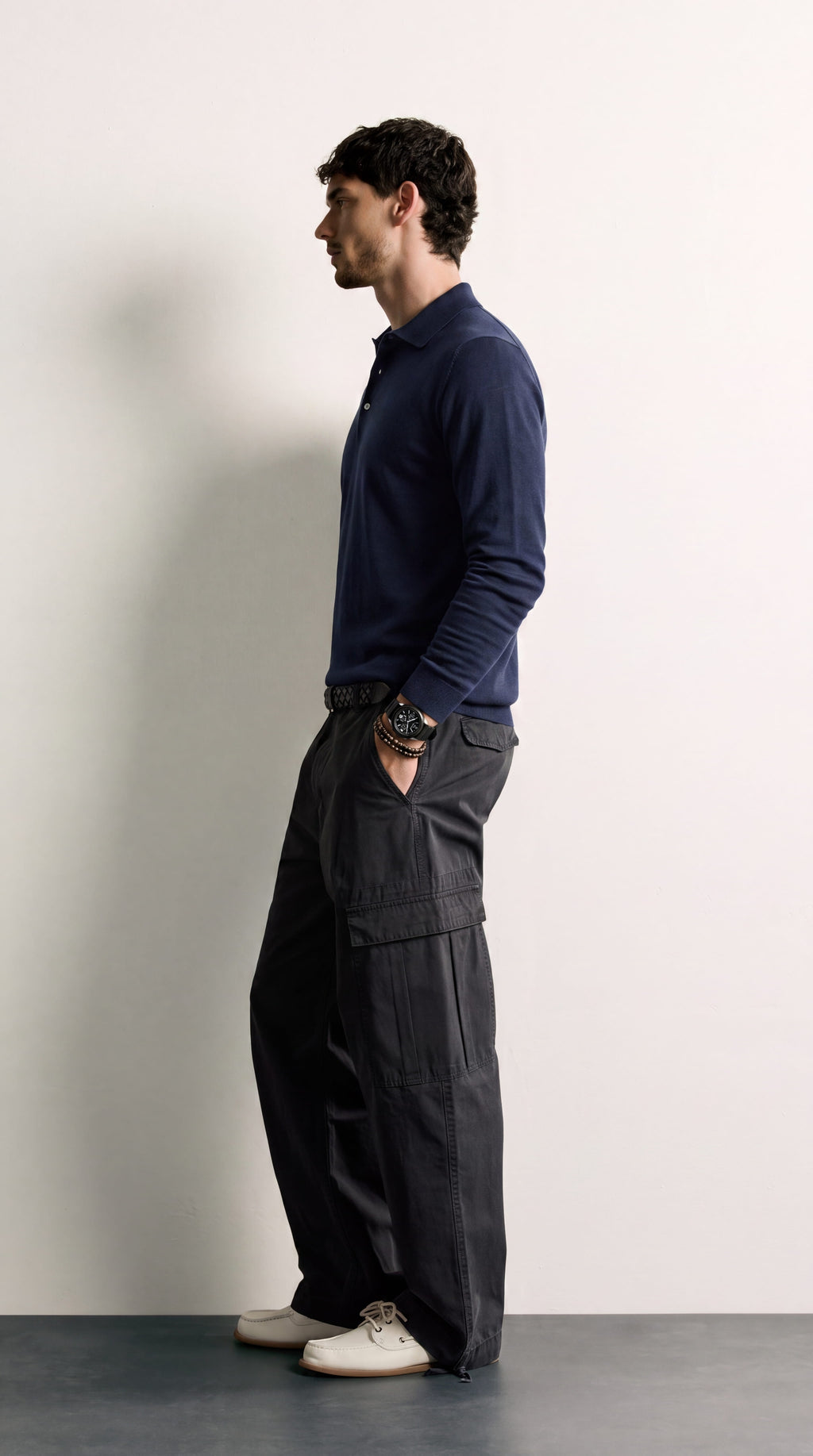Santiago | Polo casual de manga larga azul marino