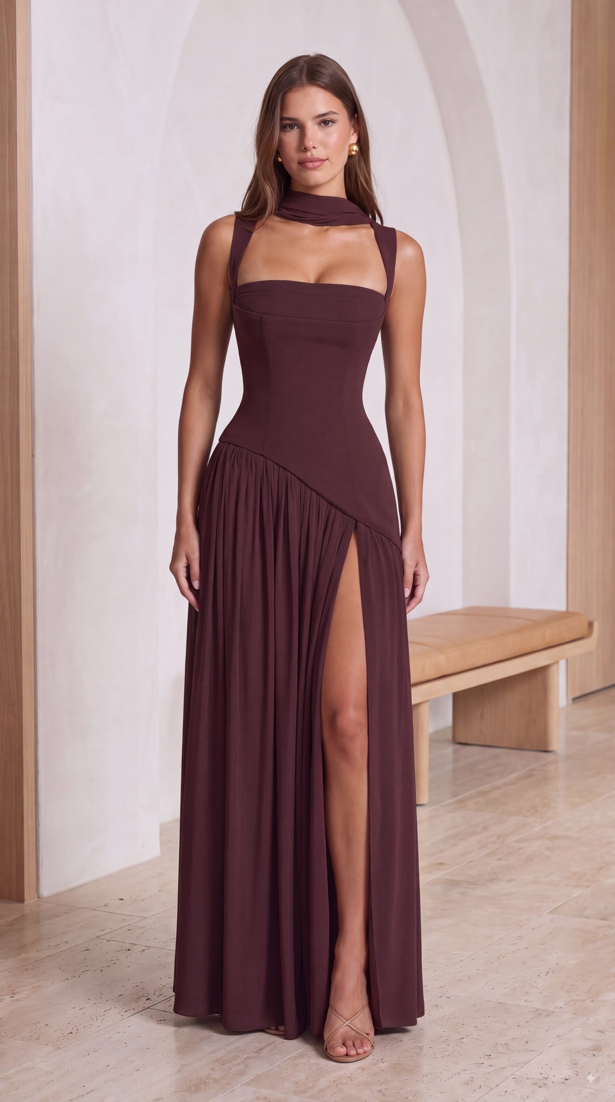 Vestido Maxi Tullulah - Marrón Ciruela