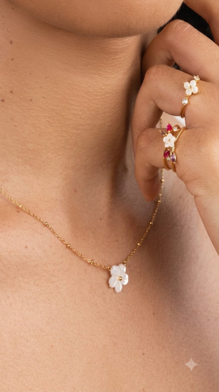 Collar de flores blancas