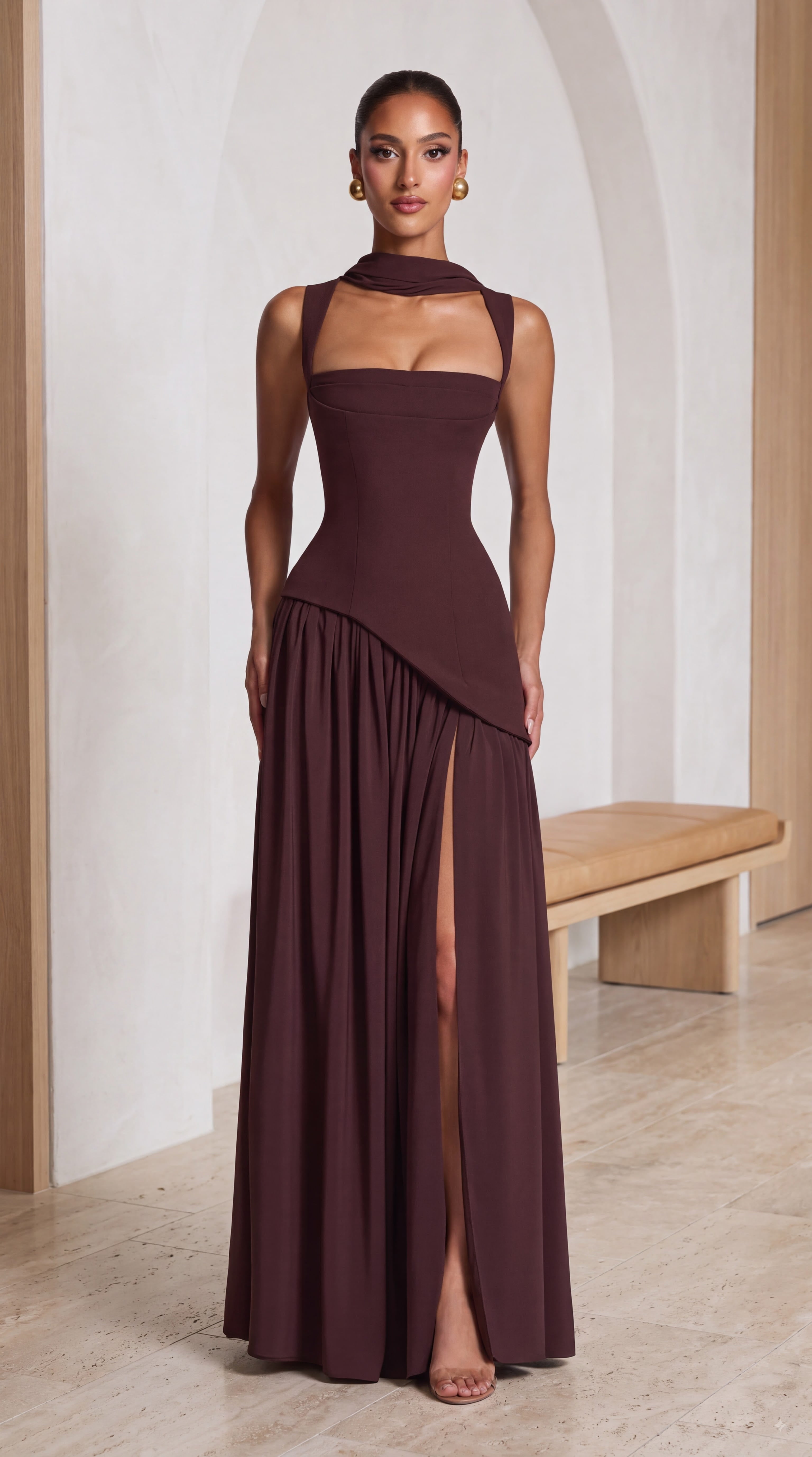 Vestido Maxi Tullulah - Marrón Ciruela