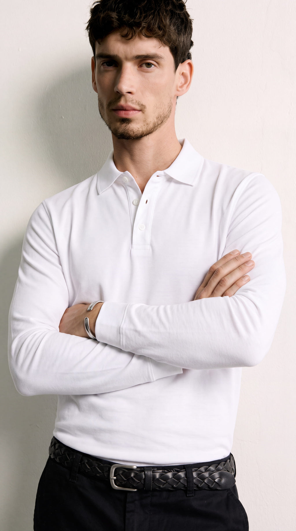 Mateo™ | Jersey casual de manga larga blanco