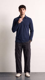 Santiago | Polo casual de manga larga azul marino