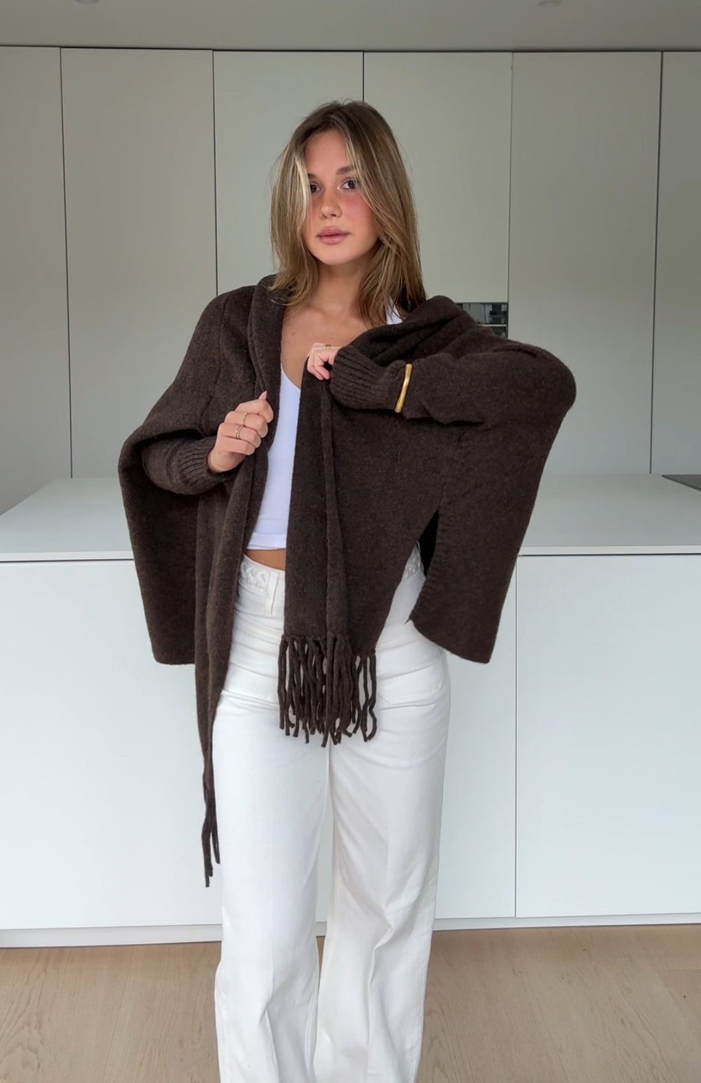 CARDIGÁN DE BUFANDA CHOCOLATE