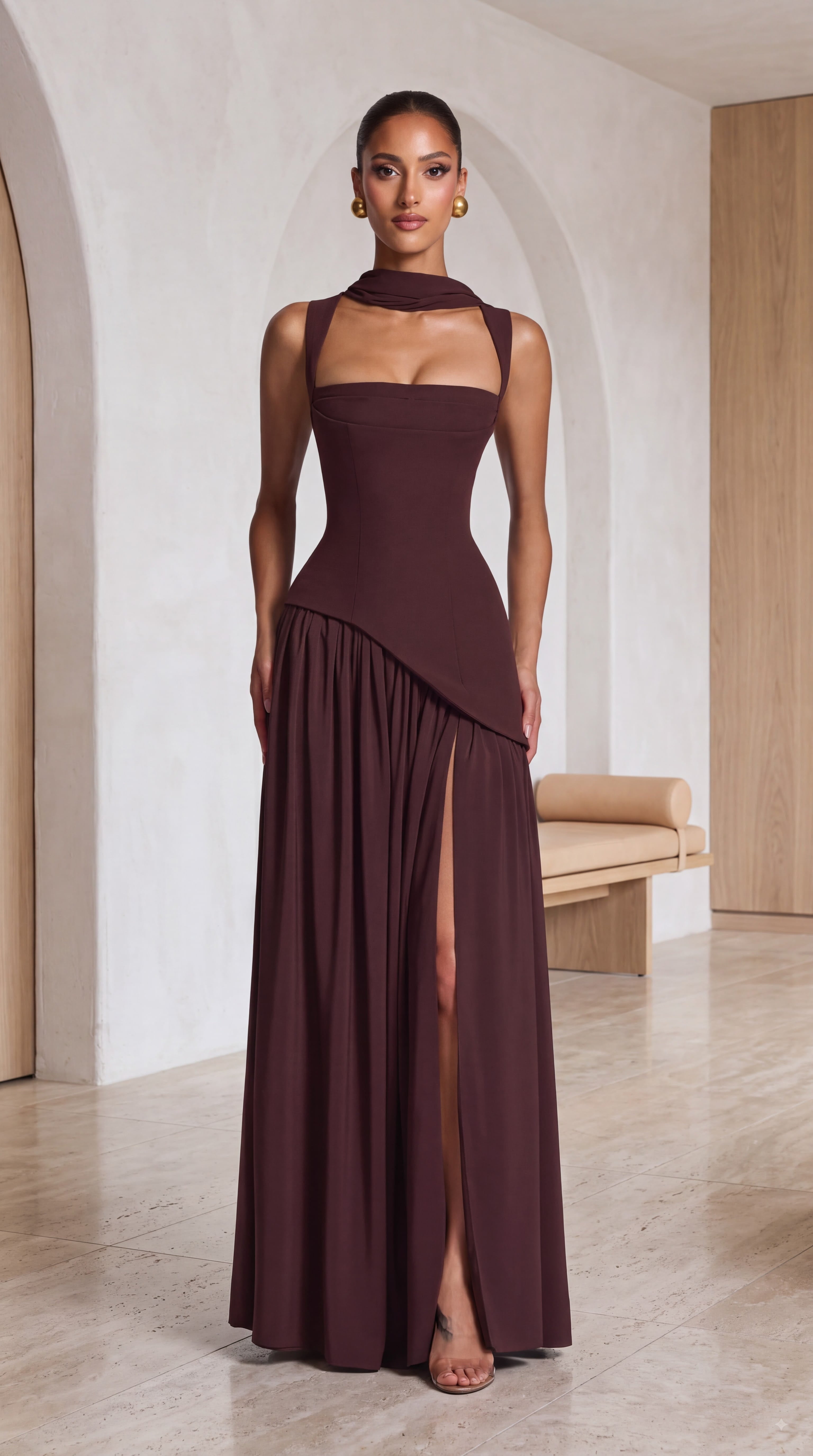 Vestido Maxi Tullulah - Marrón Ciruela
