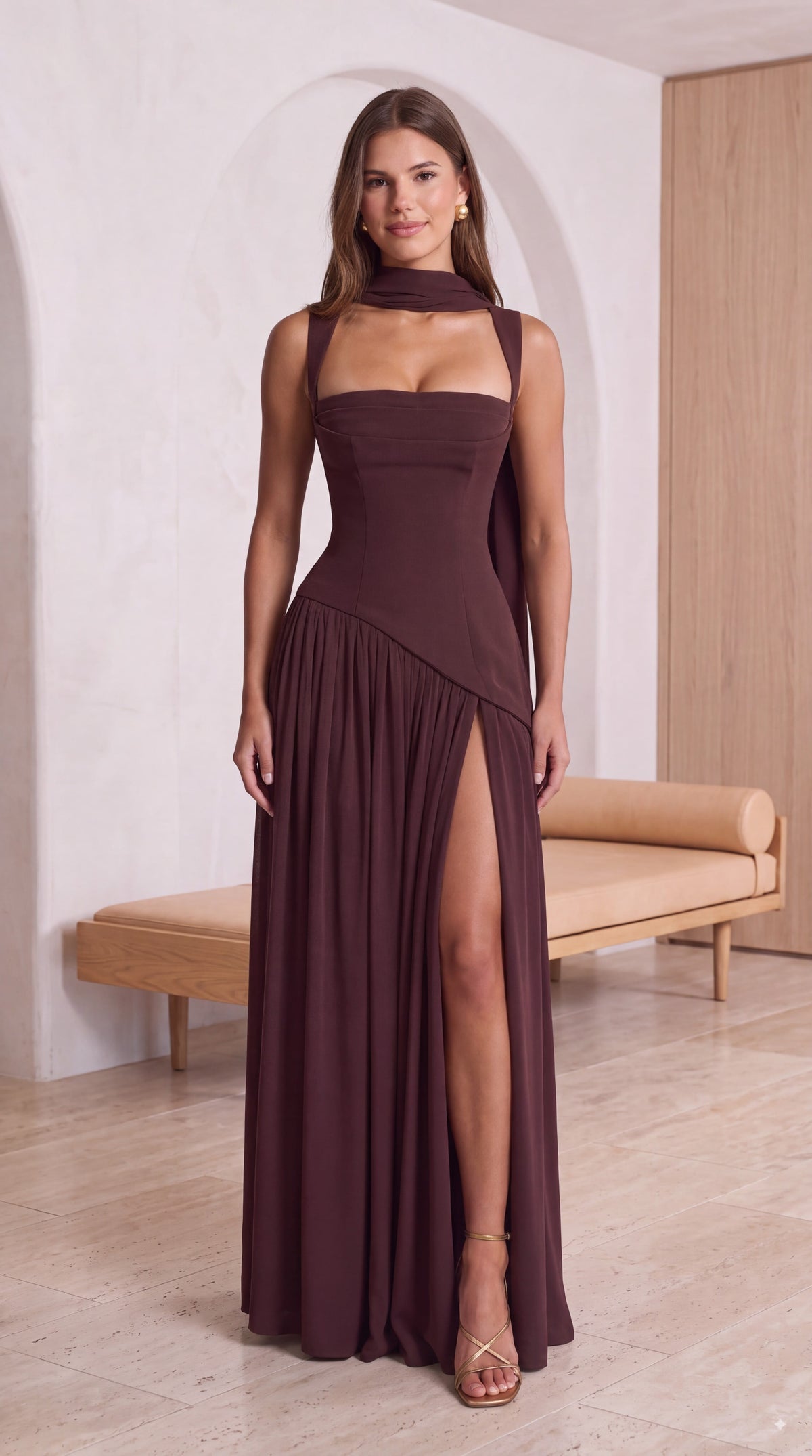 Vestido Maxi Tullulah - Marrón Ciruela