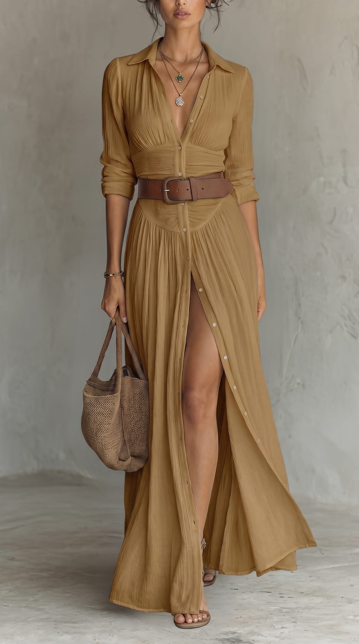 Ana Paula™ | Vestido plisado con cuello de solapa elegante