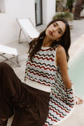 Top de punto sin mangas zig zag azul