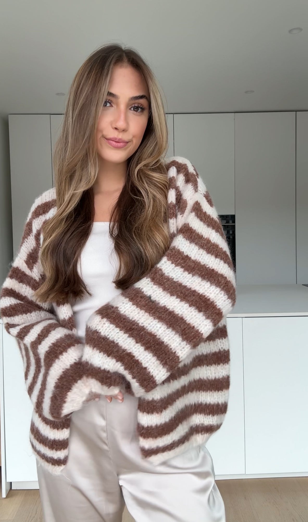 CARDIGÁN RAYADO ESPUMOSO TOFFEE