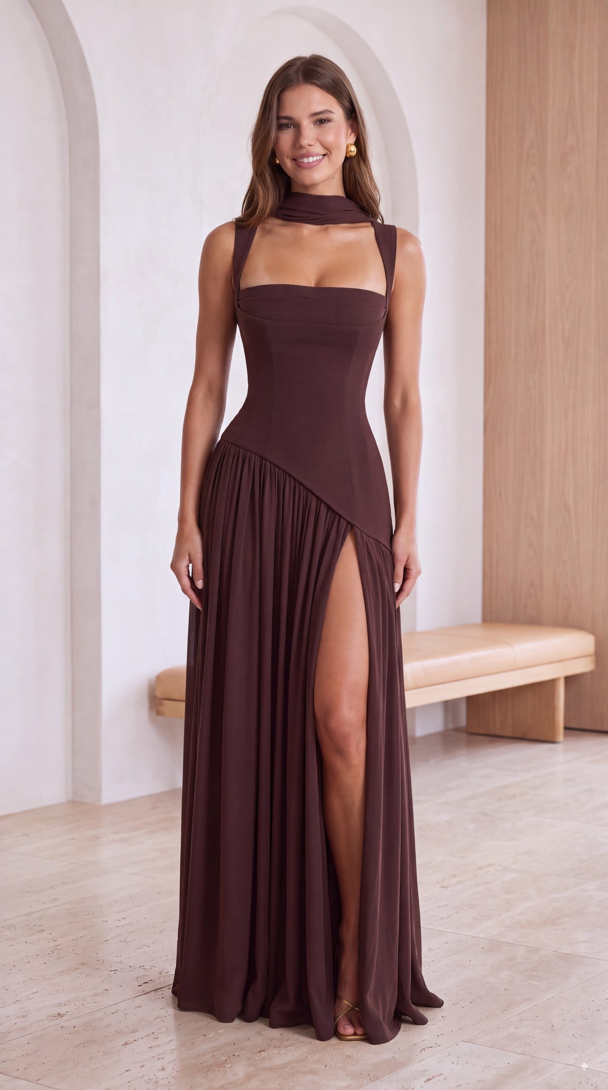 Vestido Maxi Tullulah - Marrón Ciruela