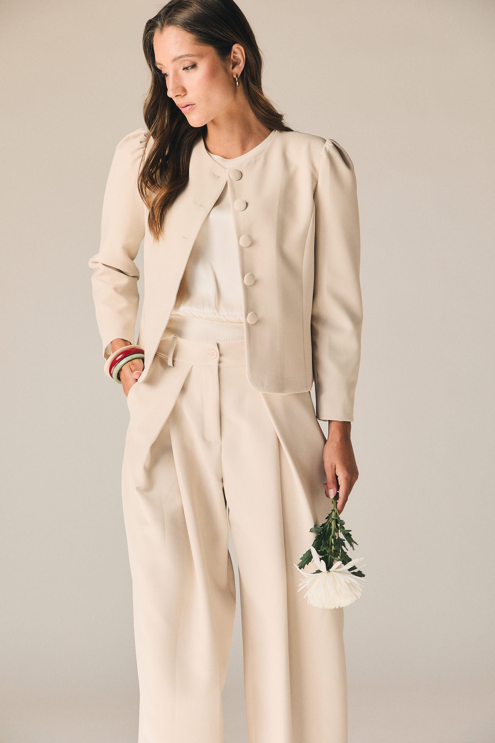 Chaqueta de traje en color beige