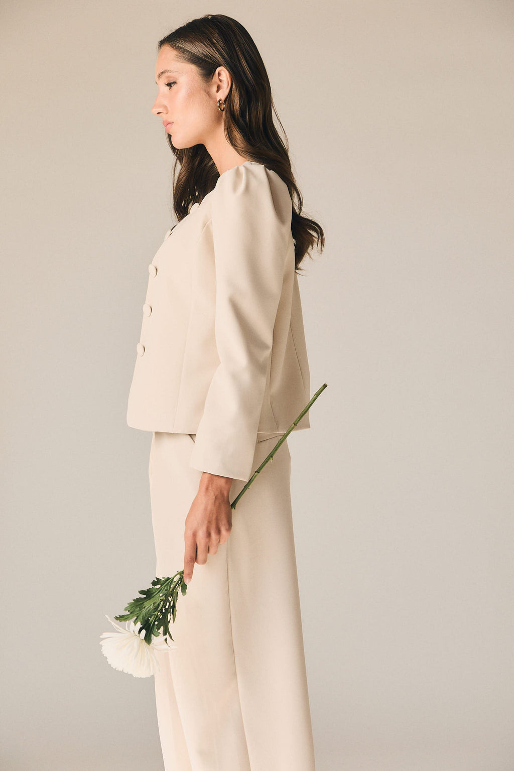 Chaqueta de traje en color beige