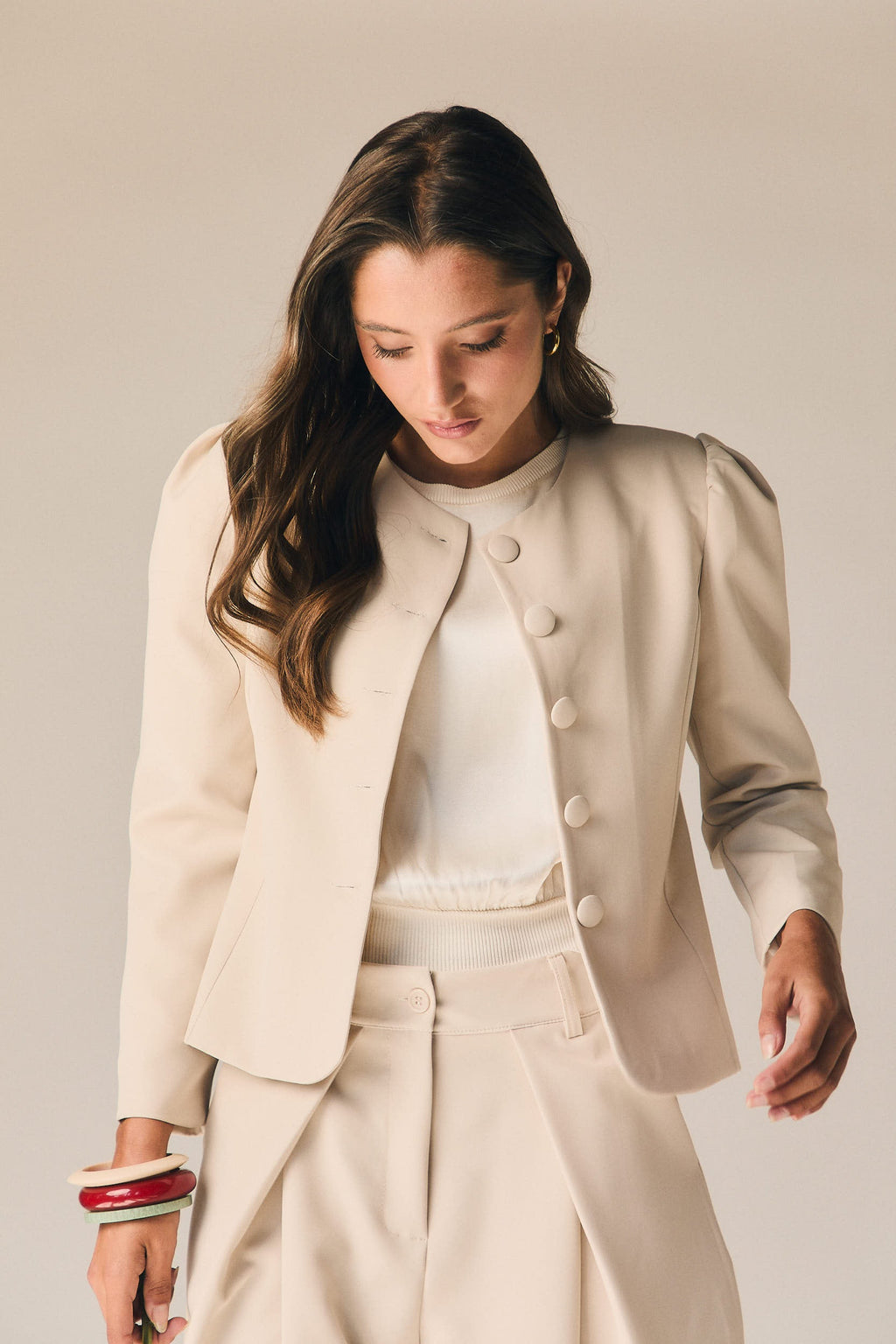 Chaqueta de traje en color beige