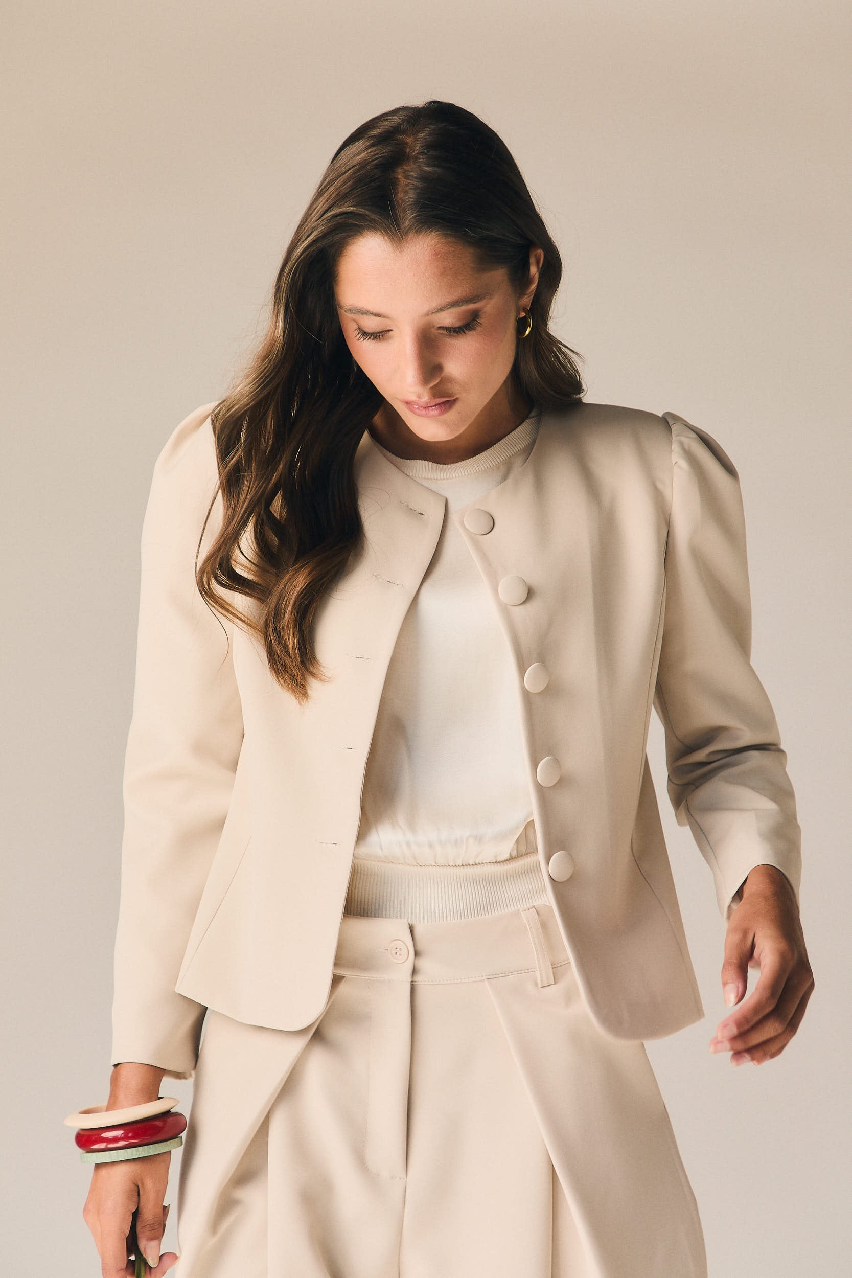 Chaqueta de traje en color beige