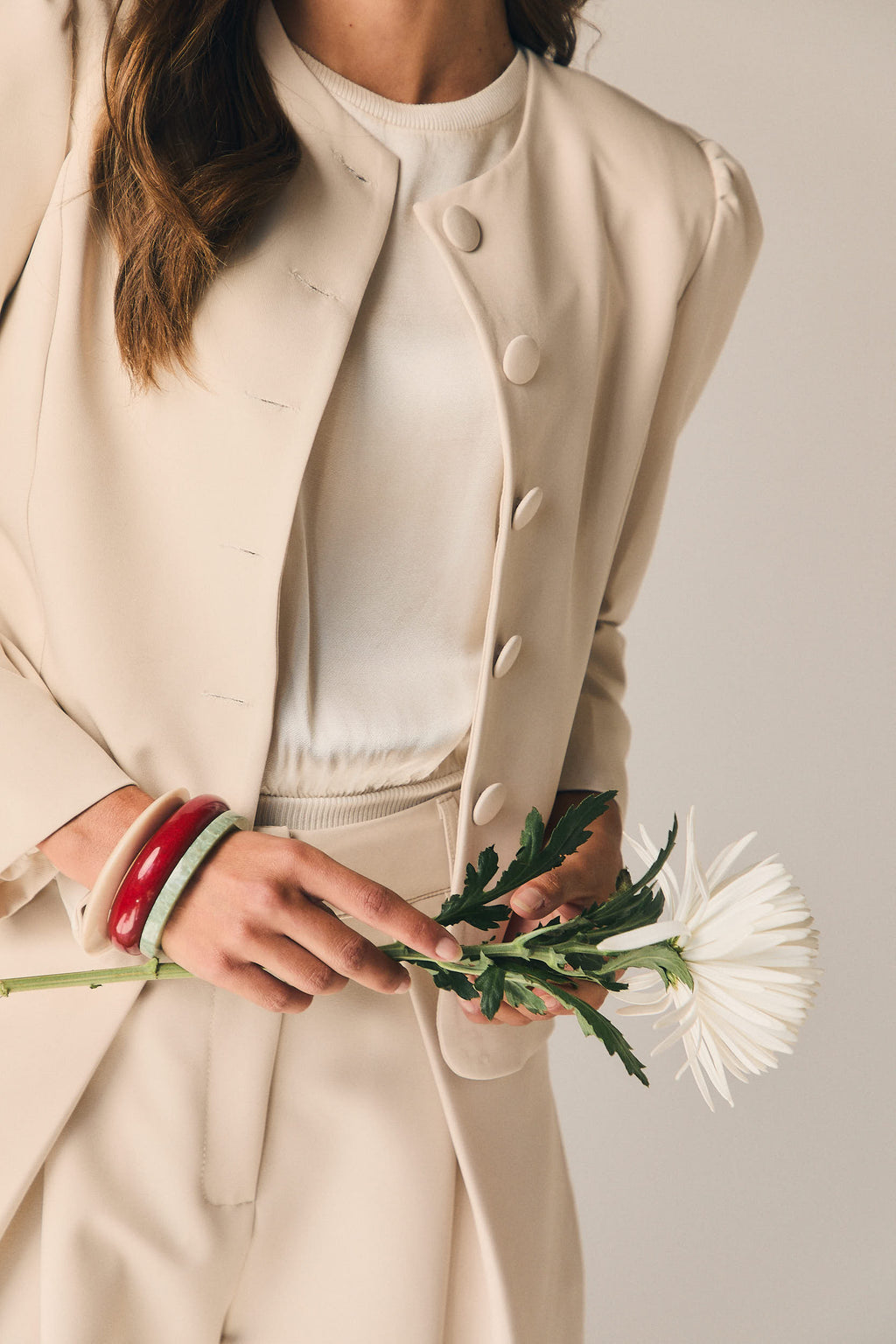 Chaqueta de traje en color beige