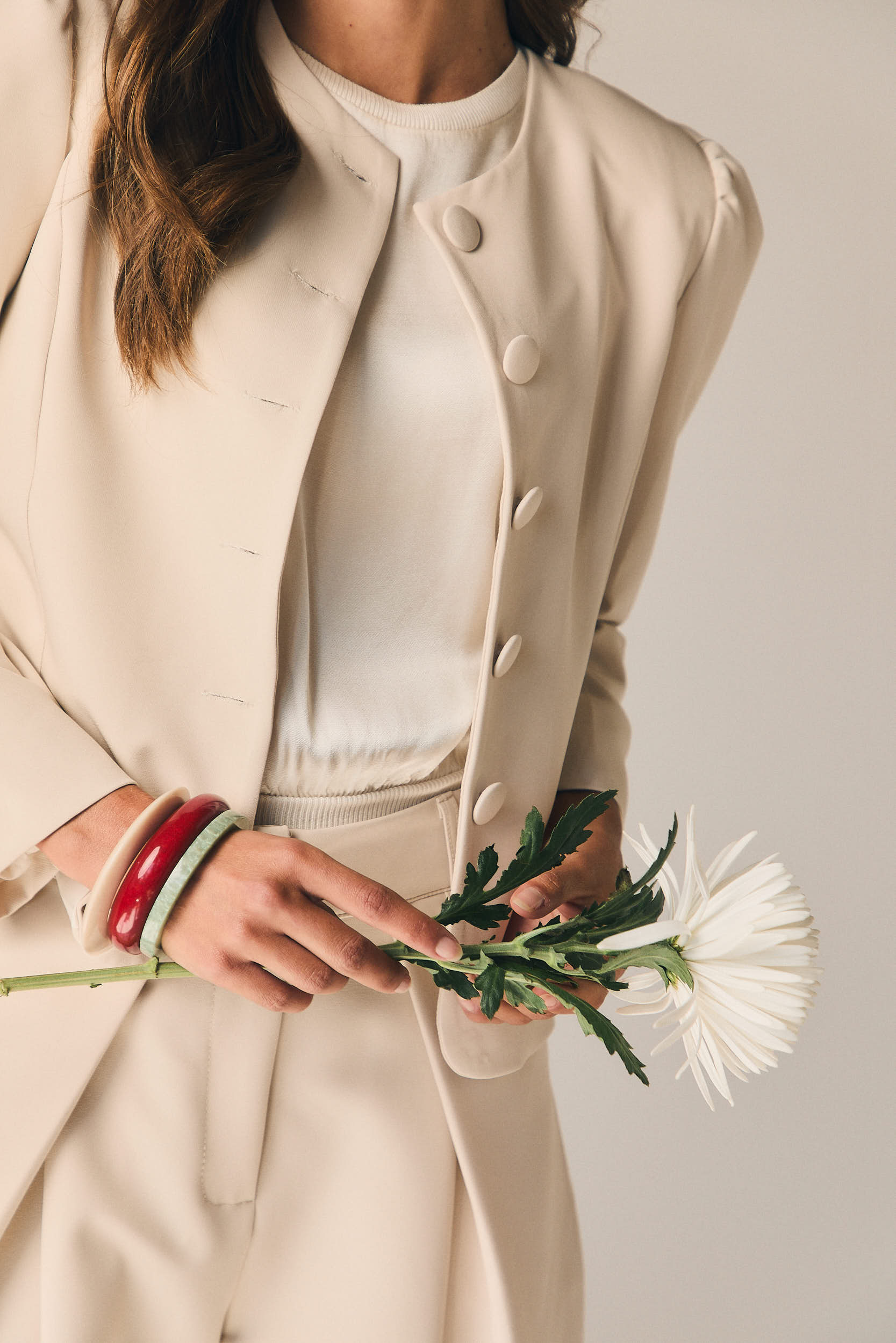 Chaqueta de traje en color beige