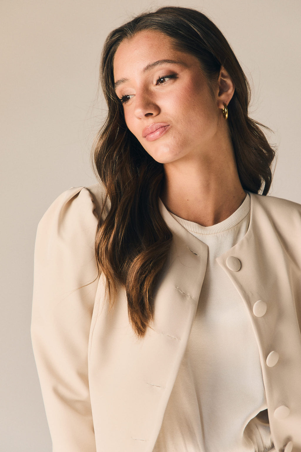 Chaqueta de traje en color beige