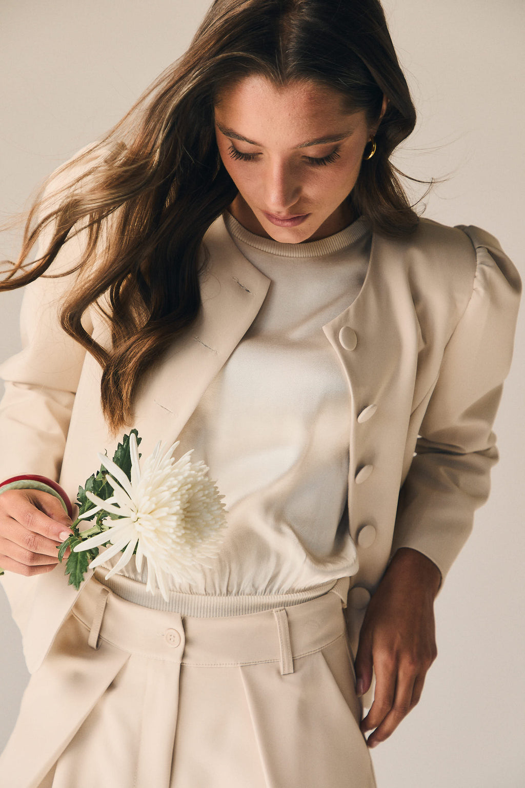 Chaqueta de traje en color beige