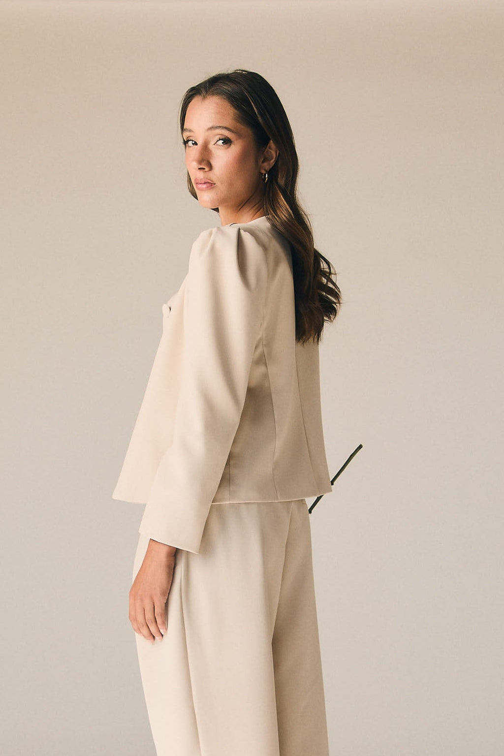 Chaqueta de traje en color beige