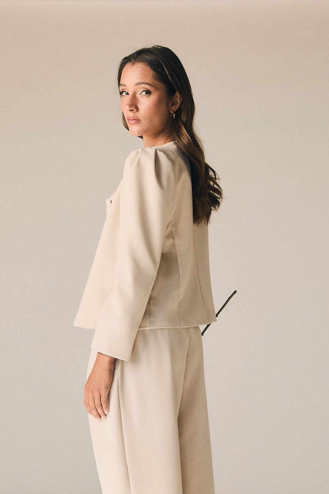 Chaqueta de traje en color beige