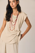 Top fluido rayas beige