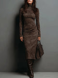 Lorena - Vestido midi largo marrón
