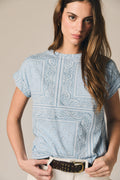 Camiseta estampada bandana celeste