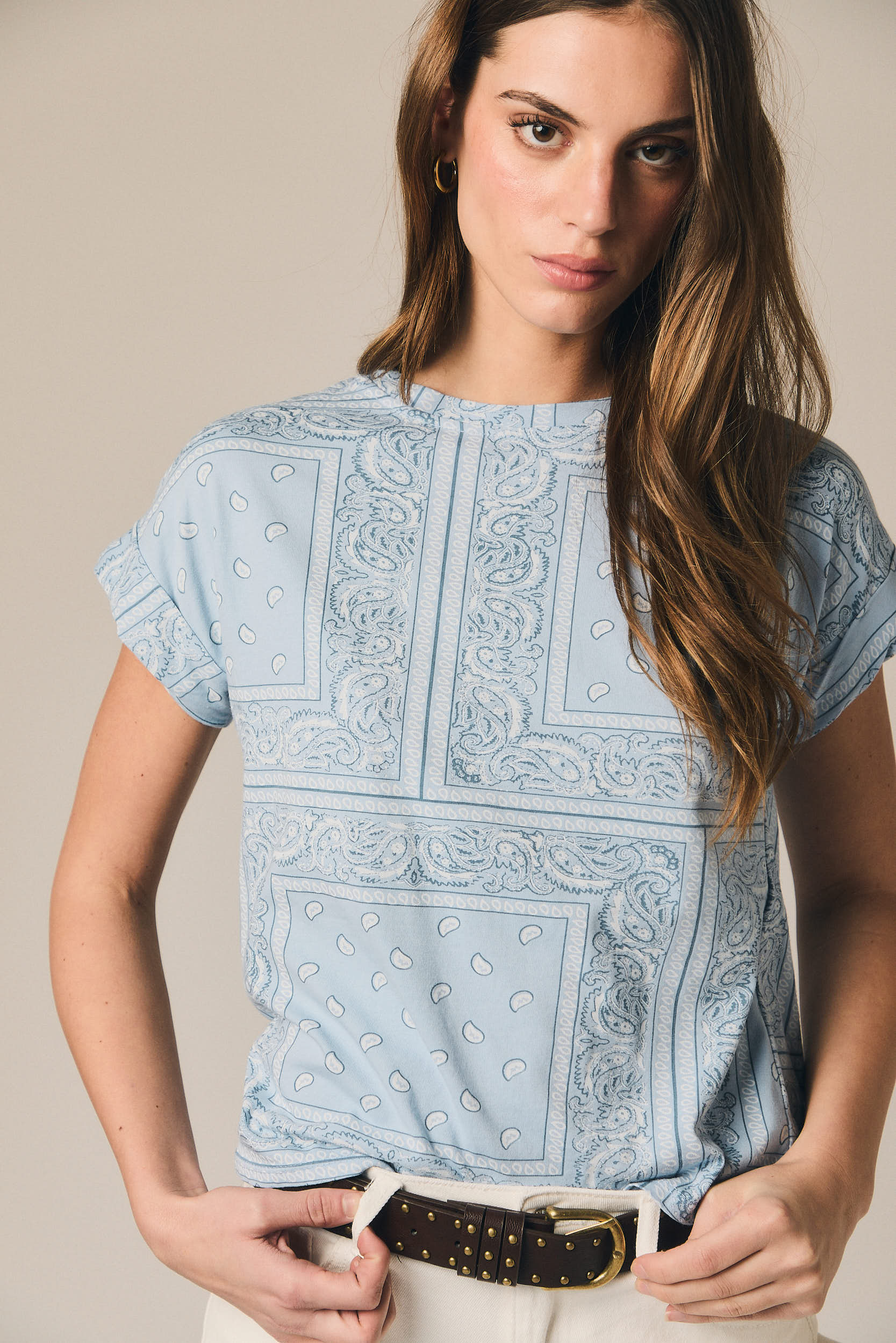 Camiseta estampada bandana celeste