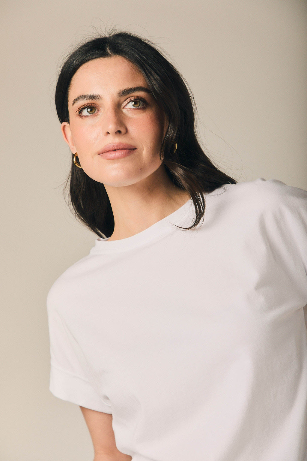 Camiseta básica manga vuelta blanca