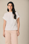 Camiseta básica manga vuelta blanca