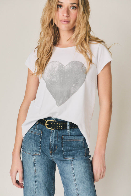 Camiseta manga corta corazón blanco
