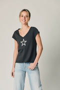Camiseta estrella contraste gris antracita
