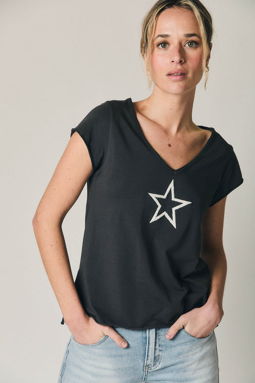Camiseta estrella contraste gris antracita