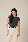 Camiseta ajustada manga ranglan gris